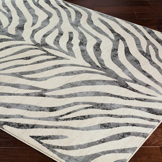 Tapis de Couloir Zébré Bohème Gris Foncé/Beige Luanda