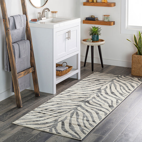 Tapis de Couloir Zébré Bohème Gris Foncé/Beige Luanda