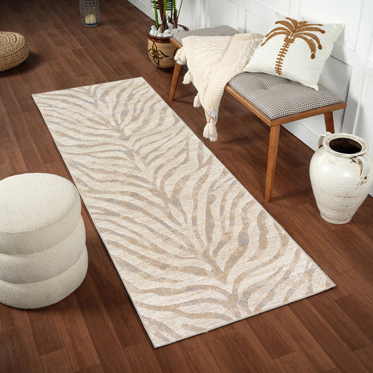 Tapis de Couloir Zébré Bohème Gris/Beige Luanda