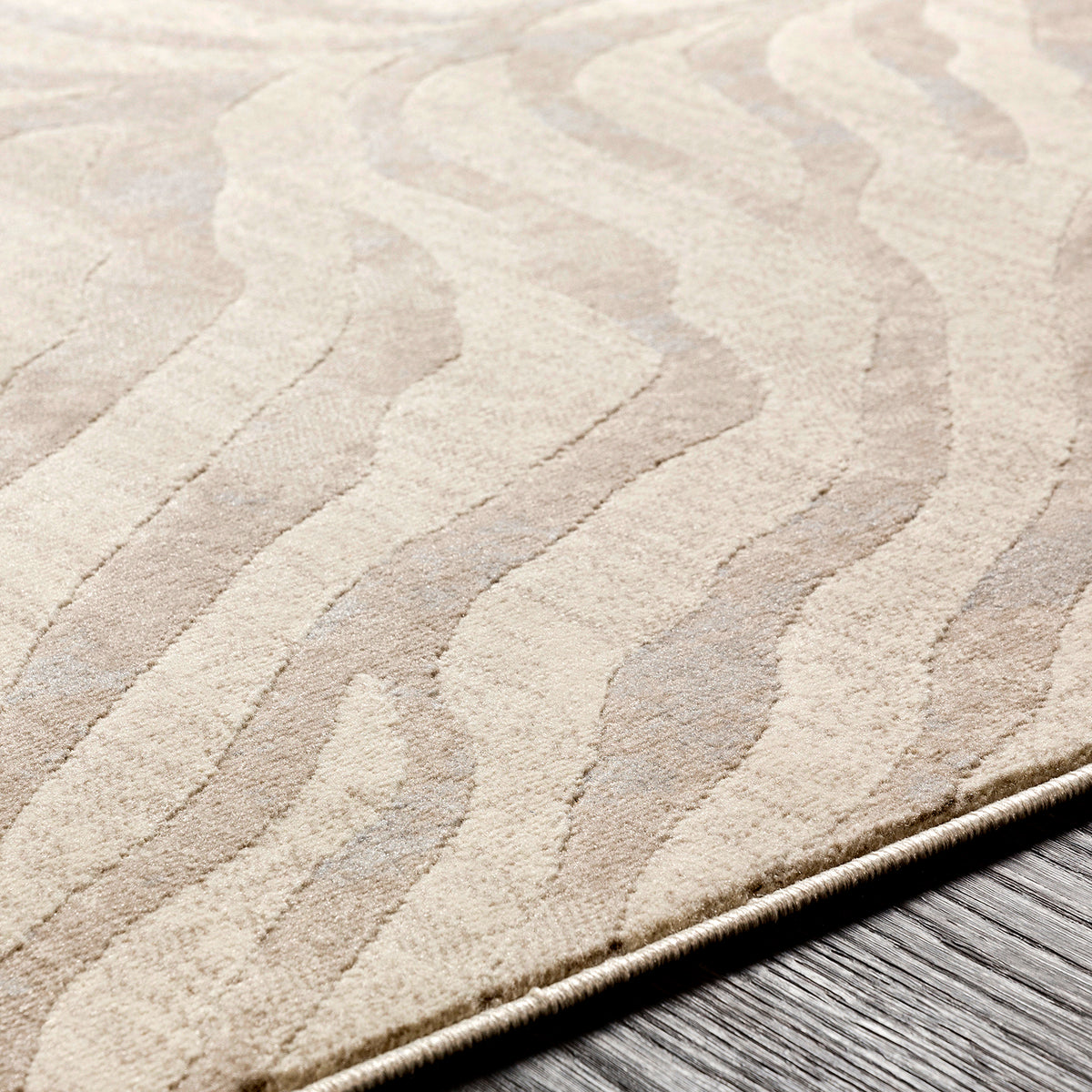 Tapis SURYA Luanda bohème, motif zébré beige et taupe sur fond crème, vue 3