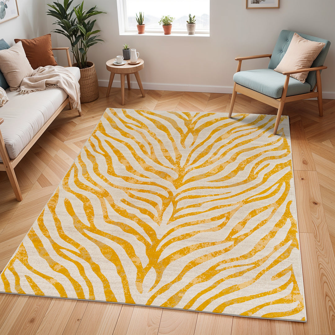 Tapis Zébré Bohème Jaune/Beige Luanda