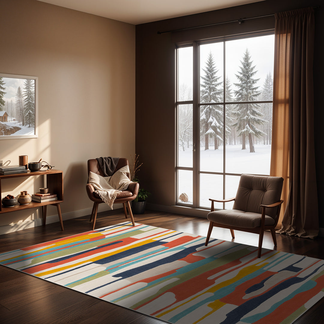 Tapis Scandinave Moderne Multicolore/Orange Houston