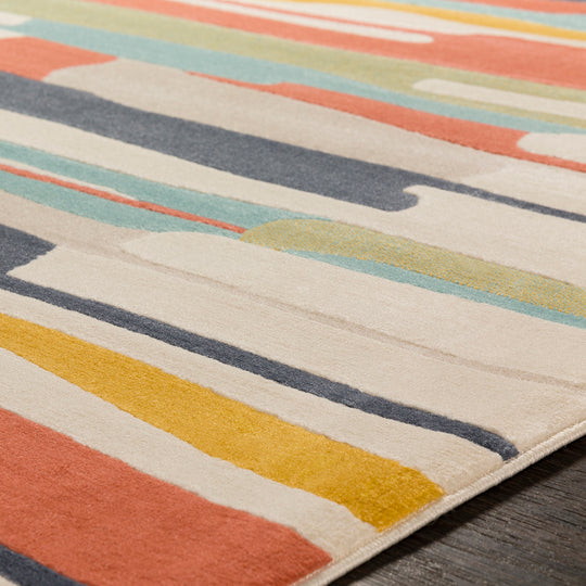 Tapis de Couloir Scandinave Moderne Multicolore/Orange Houston