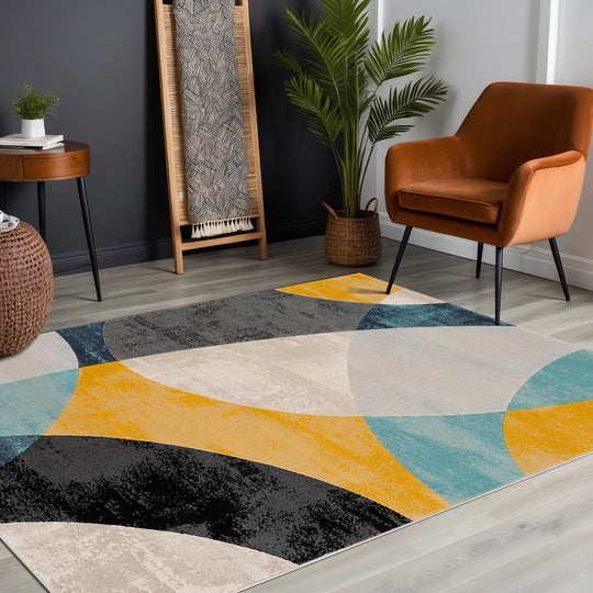Tapis Scandinave Moderne Multicolore/Bleu Chicago