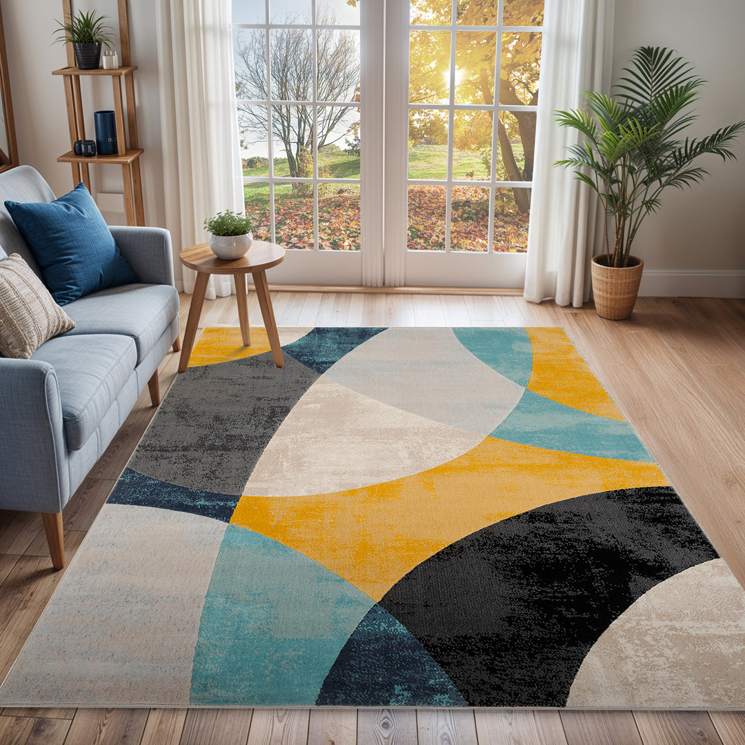 Tapis Scandinave Moderne Multicolore/Bleu Chicago