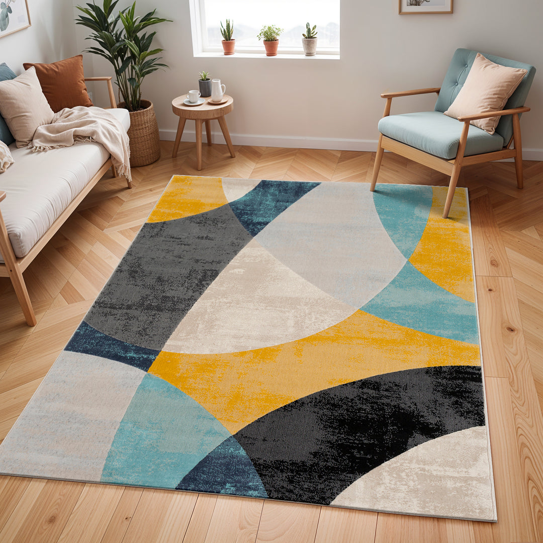 Tapis Scandinave Moderne Multicolore/Bleu Chicago