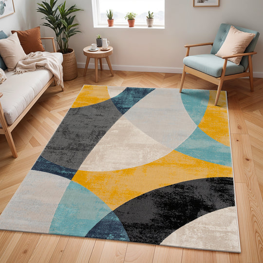 Tapis Scandinave Moderne Multicolore/Bleu Chicago