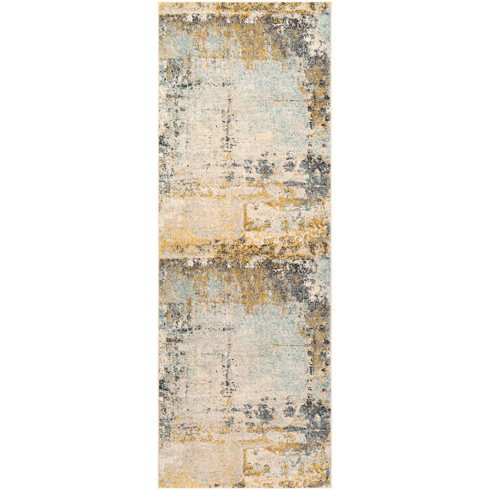 Tapis de Couloir Abstrait Moderne Multicolore/Bleu Seattle