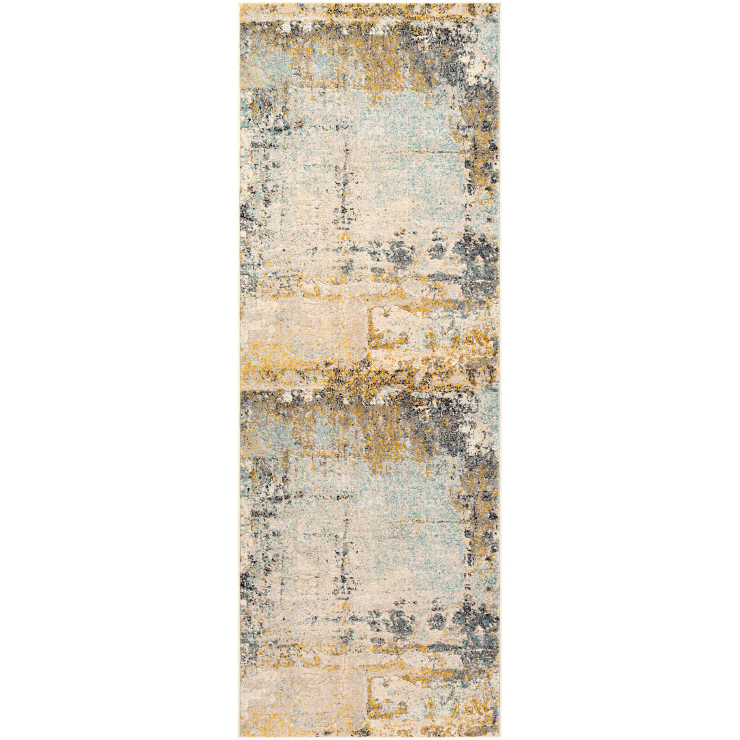 Tapis de Couloir Abstrait Moderne Multicolore/Bleu Seattle