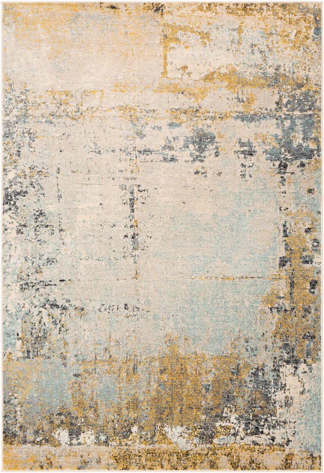 Tapis SURYA Bellatrix moderne, motif abstrait patiné beige, moutarde et bleu ciel, vue 7