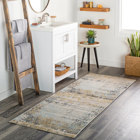 Tapis de Couloir Abstrait Moderne Multicolore/Bleu Seattle