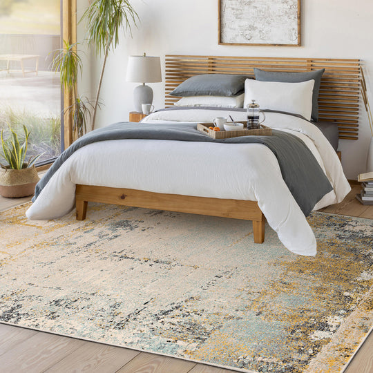 Tapis de Couloir Abstrait Moderne Multicolore/Bleu Seattle
