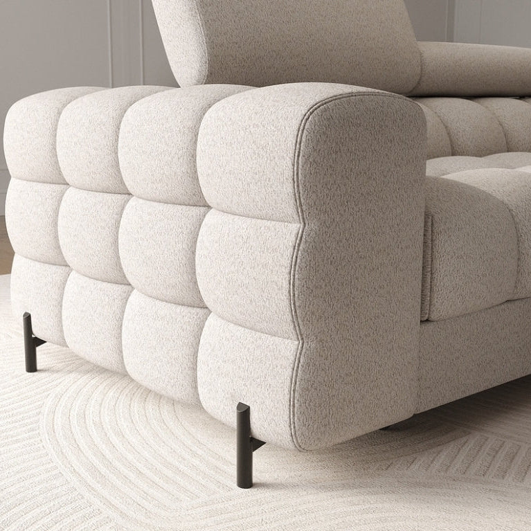 Canapé convertible d'angle droit LES TENDANCES Kate 4 places en tissu beige