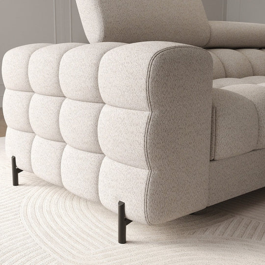 Canapé convertible d'angle droit LES TENDANCES Kate 4 places en tissu beige