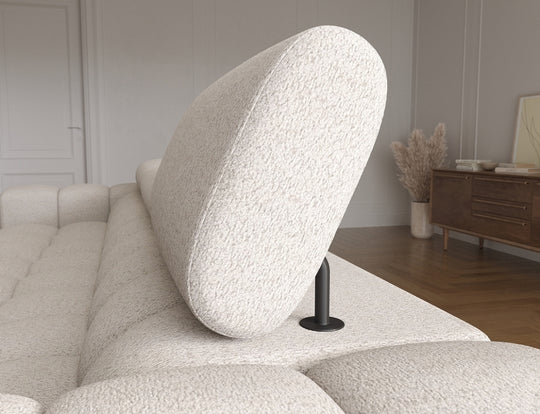 Canapé convertible d'angle droit LES TENDANCES Kate 4 places en tissu beige