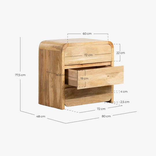 Commode THE MASIE Vanile 3 tiroirs en bois de manguier