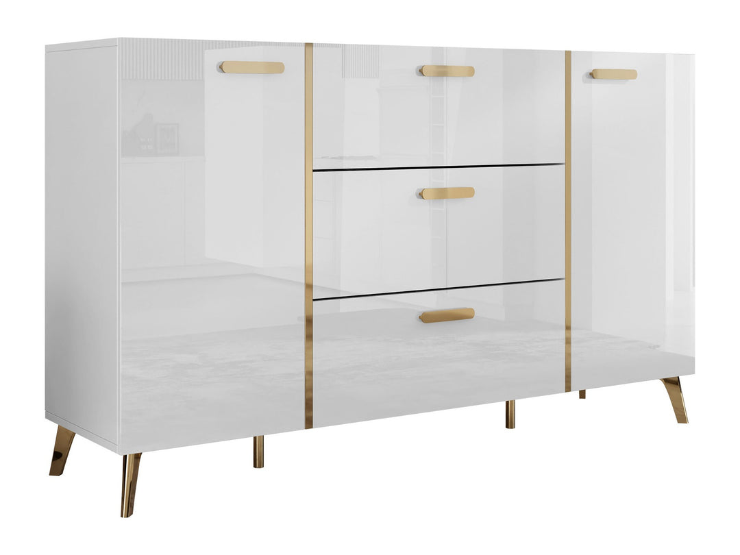 Commode MOBILIER 1 Comfivo Teslomo 109 (Blanc + Blanc brillant)