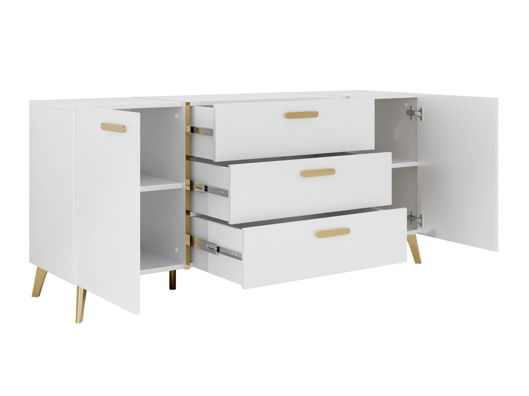Commode MOBILIER 1 Comfivo Teslomo 109 (Blanc + Blanc brillant)