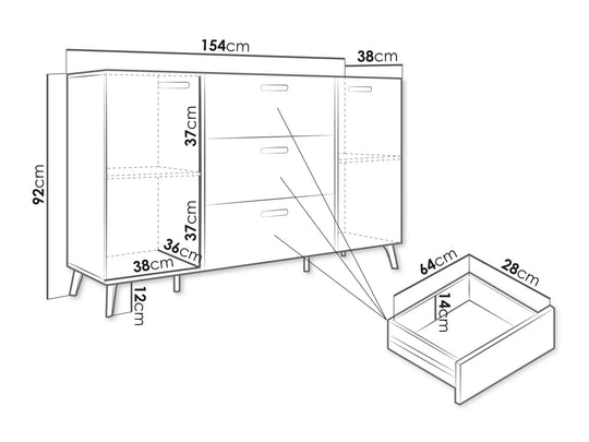 Commode MOBILIER 1 Comfivo Teslomo 109 (Blanc + Blanc brillant)