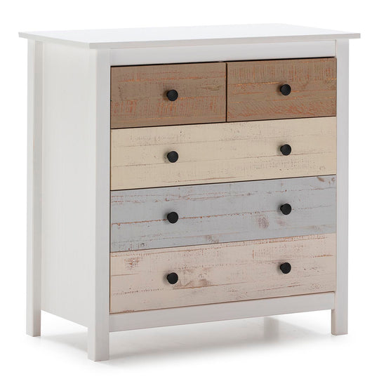 Commode 5 tiroirs MAGDA Blanc/multicolore