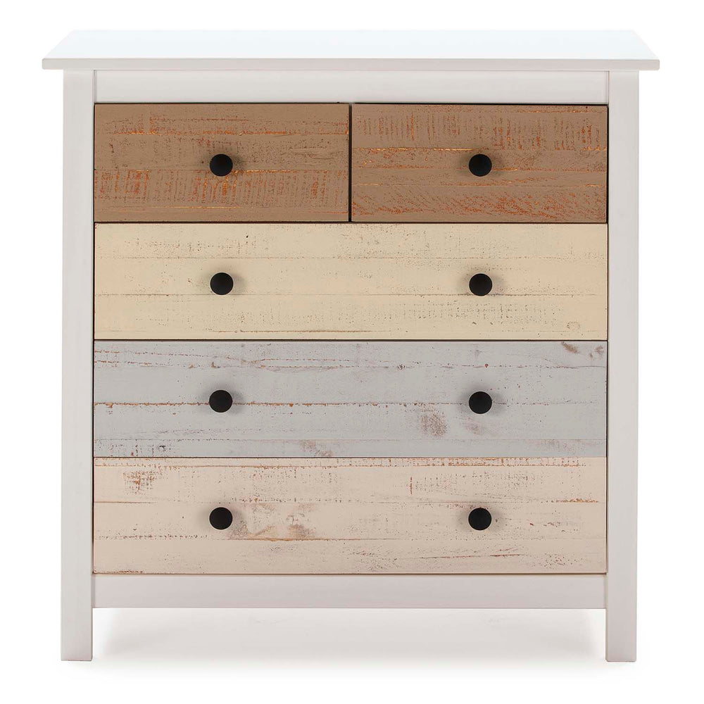 Commode 5 tiroirs MAGDA Blanc/multicolore