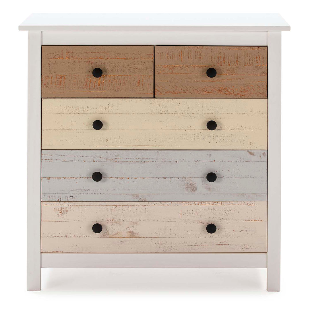 Commode 5 tiroirs MAGDA Blanc/multicolore