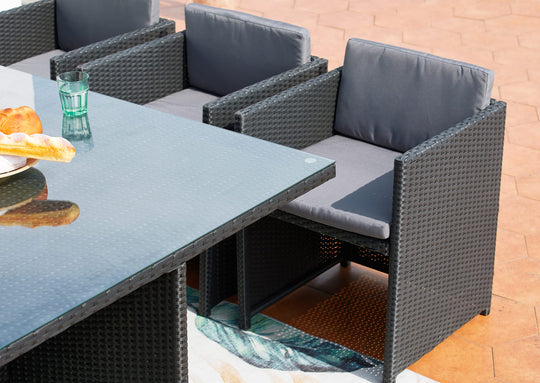 salon de jardin encastrable pour 6 personnes Noir et gris