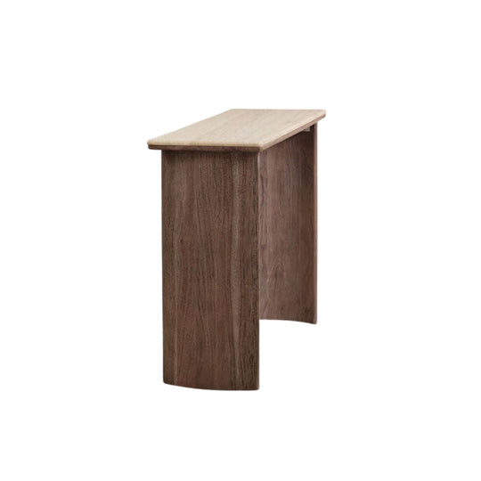 Console d'entrée SKLUM Casilda 105x35m en travertin et bois d'acacia