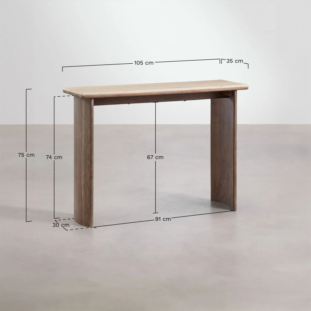 Console d'entrée SKLUM Casilda 105x35m en travertin et bois d'acacia