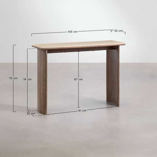 Console d'entrée SKLUM Casilda 105x35m en travertin et bois d'acacia