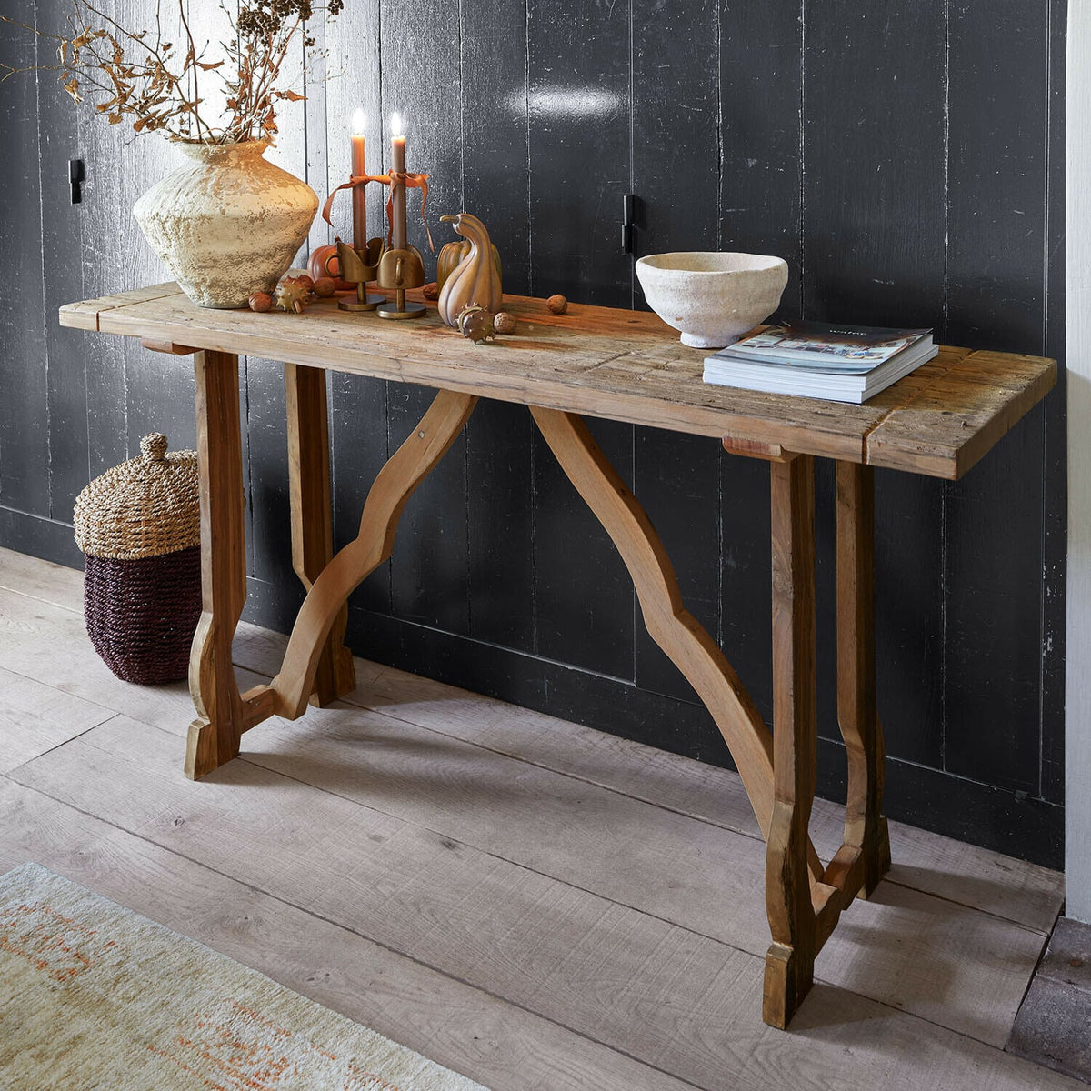 Console LOBERON Montévine en bois de sal non traité sculpté à la main — photo produit