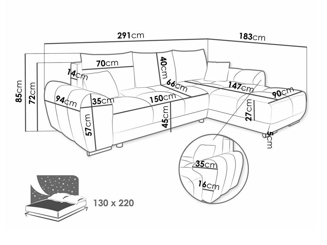 Canapé d'angle convertible MOBILIER 1 Signis (Velo 623)