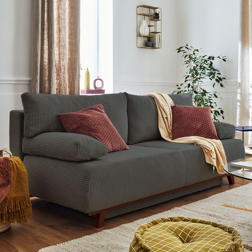 Canapé Cristal 3 places BESTMOBILIER - convertible en velours côtelé gris