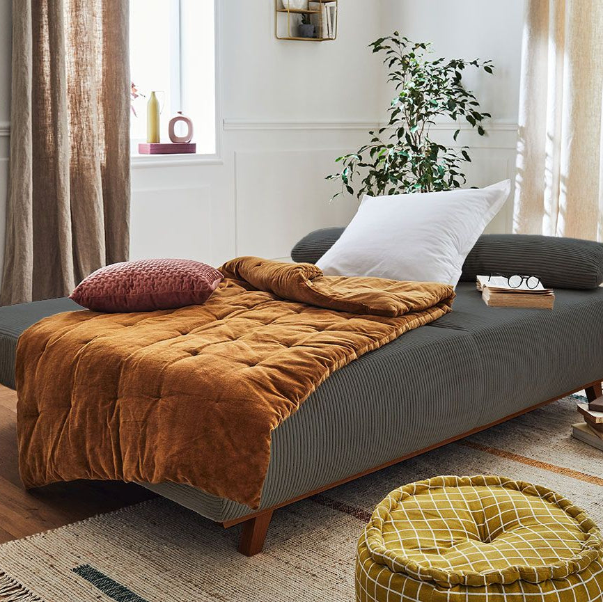 Canapé Cristal 3 places BESTMOBILIER - convertible en velours côtelé gris