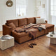 Canapé BEST MOBILIER Cyrus 7 places panoramique velours côtelé Terracotta