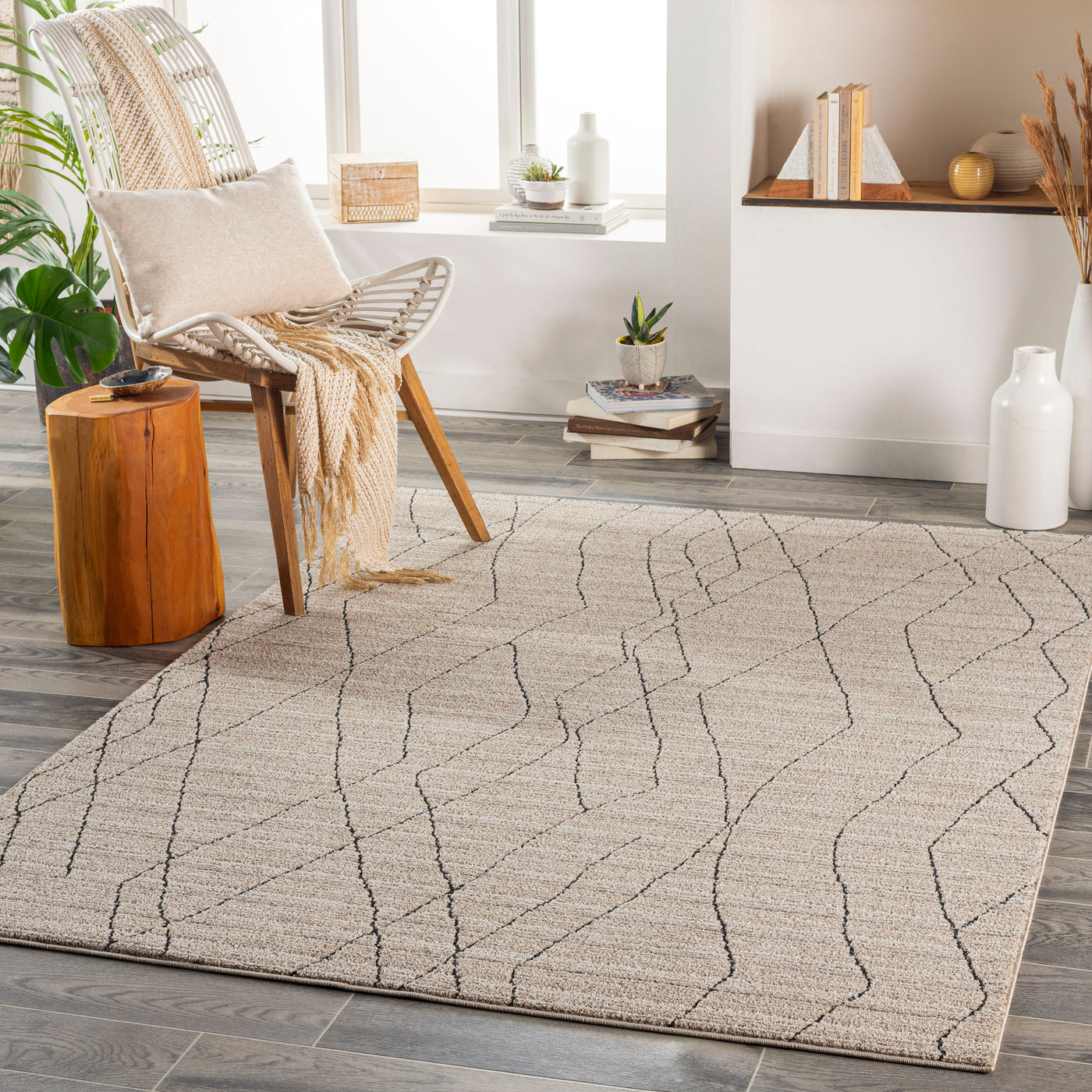 Tapis Berbère Ethnique Gris/Beige Durban 200x275cm