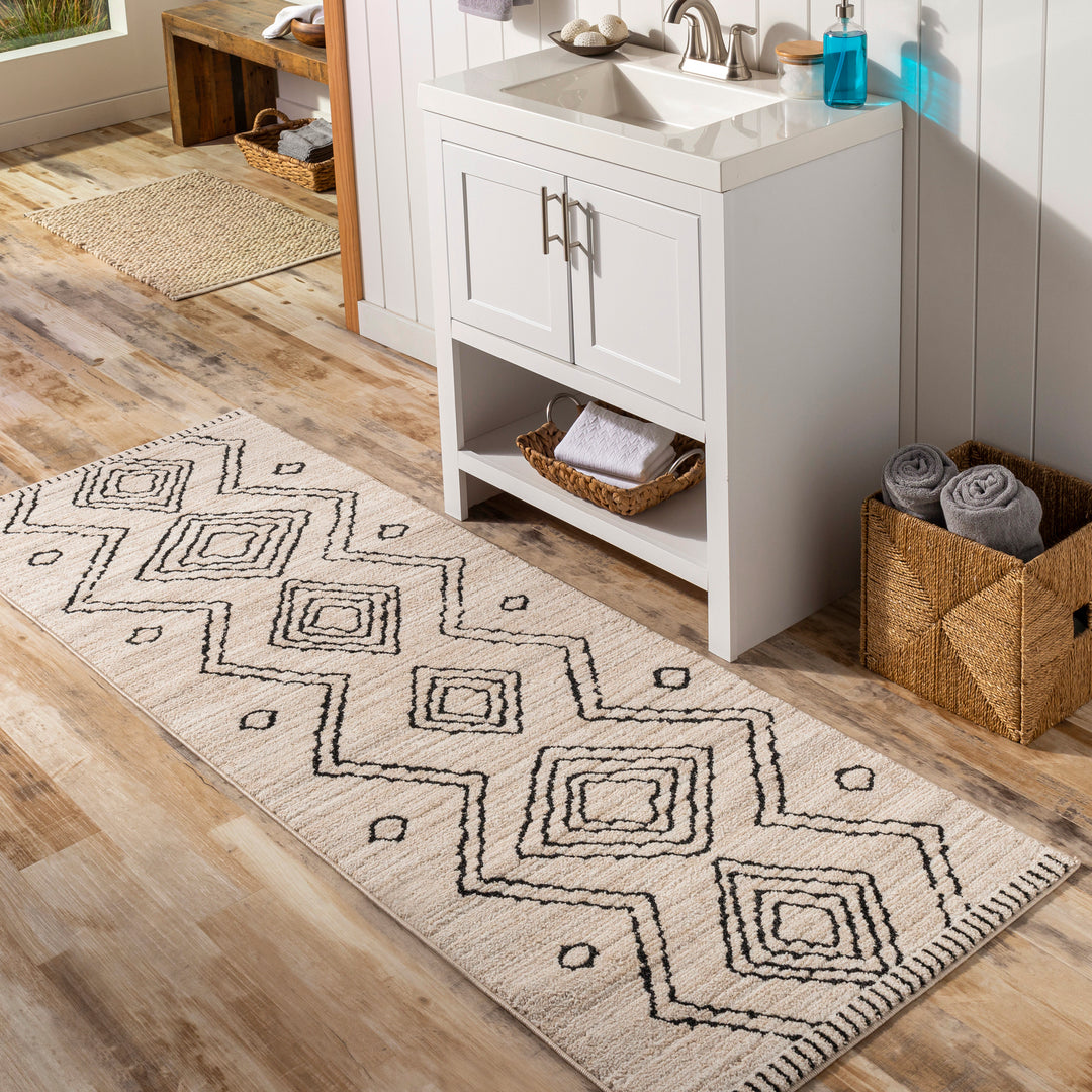 Tapis de Couloir Berbère Ethnique Gris/Beige Argel