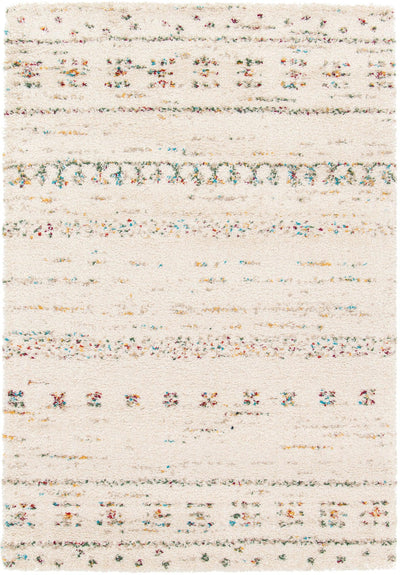 tapis épais crème et coloré - himalaya. Vue 2 du tapis montrant des détails angle.