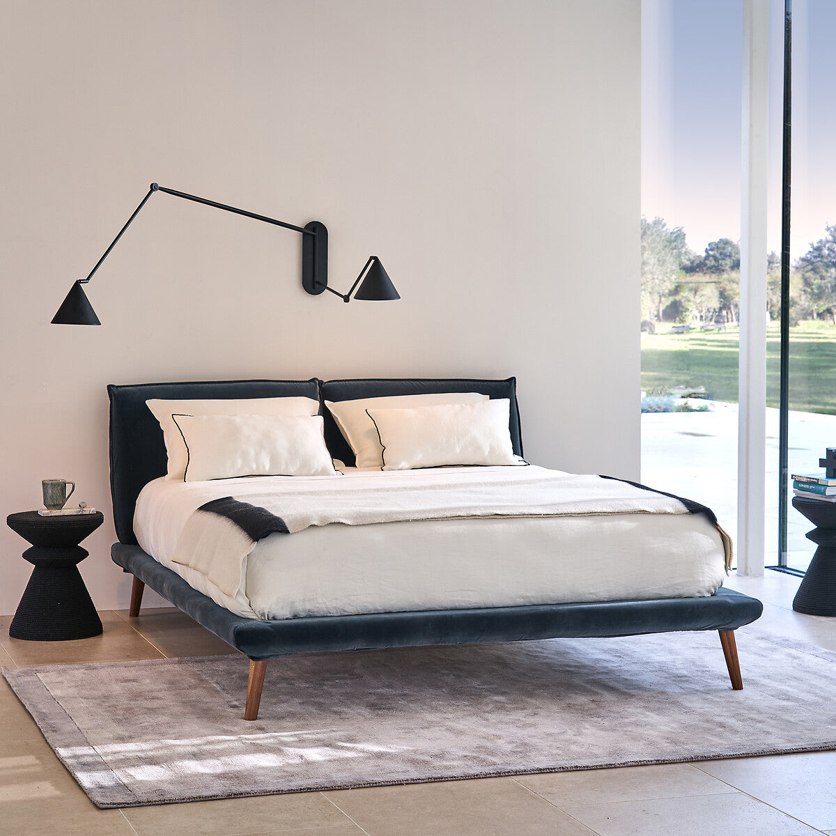 Lit velours avec sommier 160x200cm, Aurore design E. Gallina AM.PM