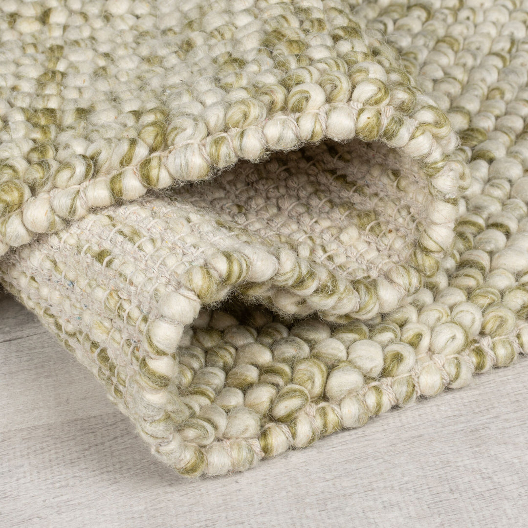 Tapis laine bouclée MINERALS vert 80x150cm