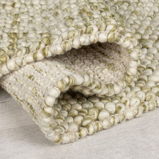 Tapis laine bouclée MINERALS vert 80x150cm