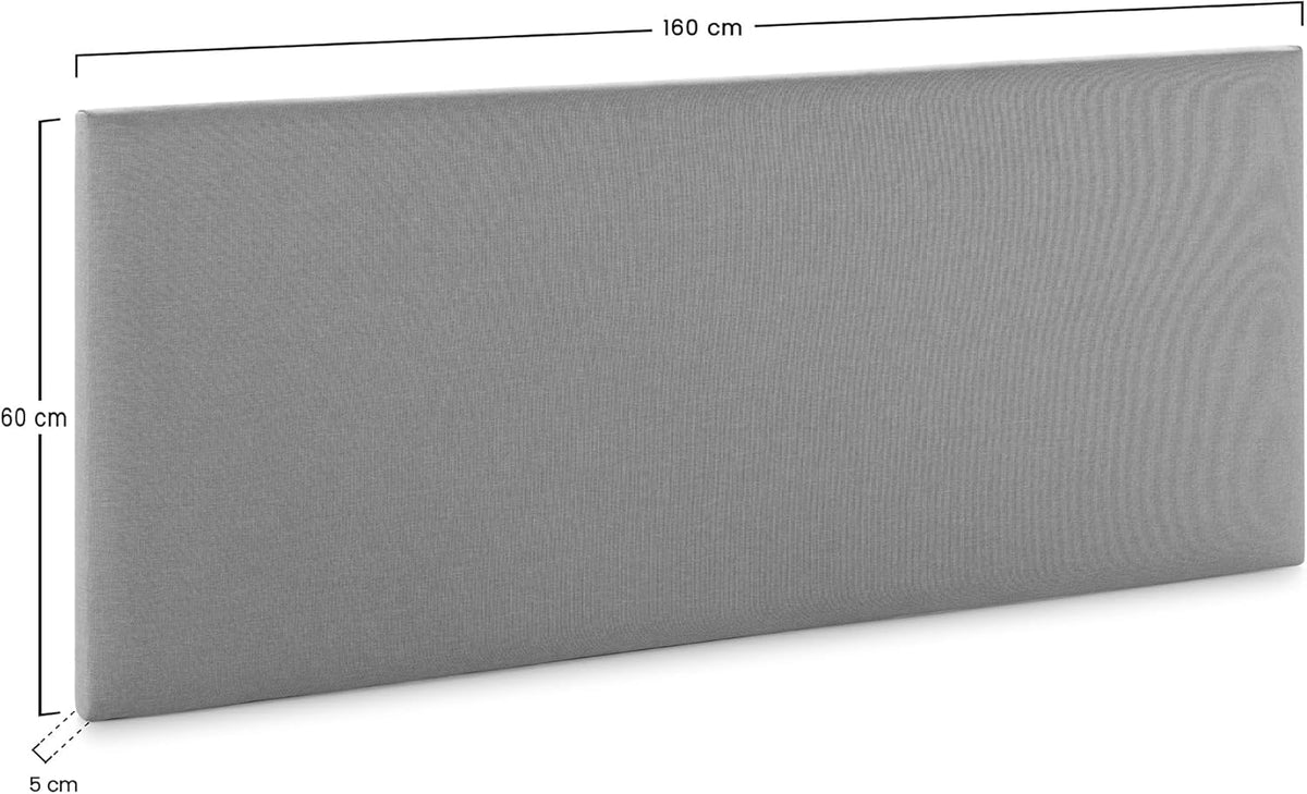 Tête de lit en tissu gris clair Aura 150x60cm