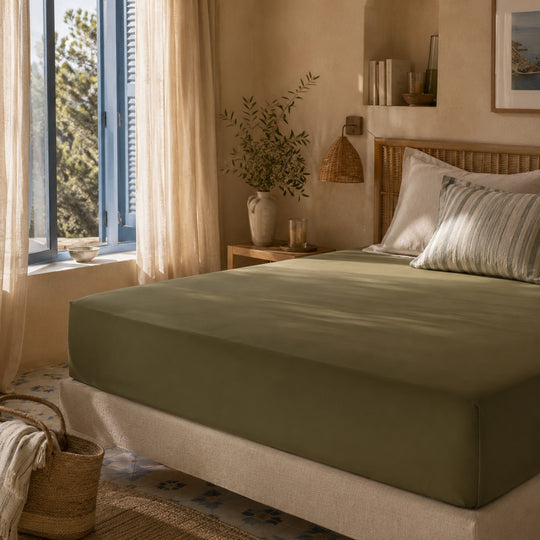 Drap housse 80x200cm vert olive