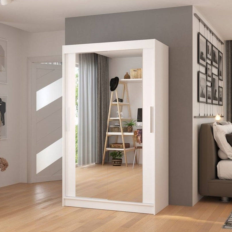 Armoire LES TENDANCES Ibizo 2 portes coulissantes avec miroir 120 cm