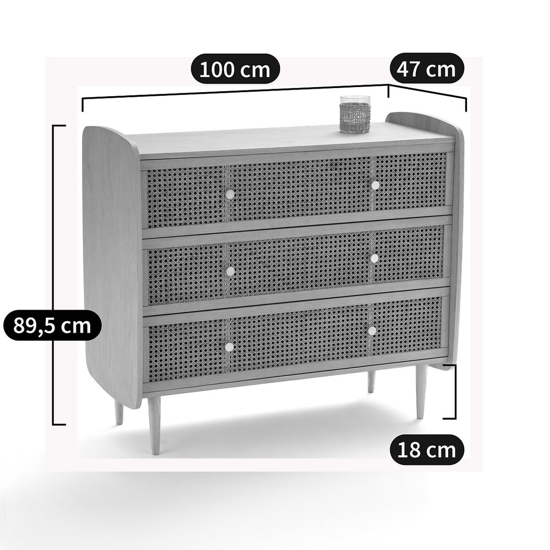 Commode 3 tiroirs en cannage Tempa La Redoute Interieurs