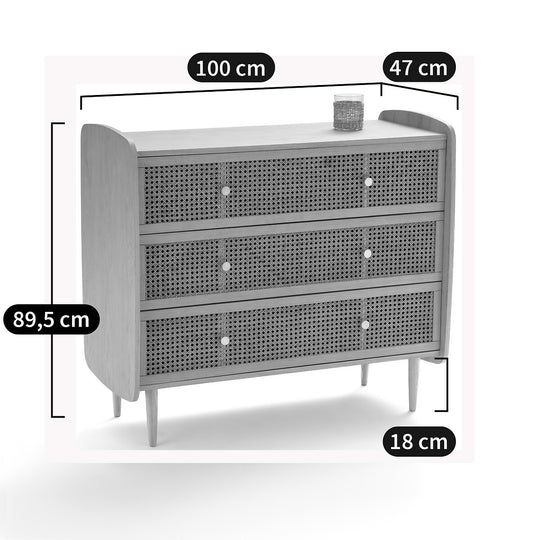 Commode 3 tiroirs en cannage Tempa La Redoute Interieurs