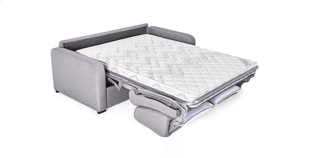 Canapé convertible 3 places MANOSQUE en tweed gris clair – CONVERTIBLE CENTER