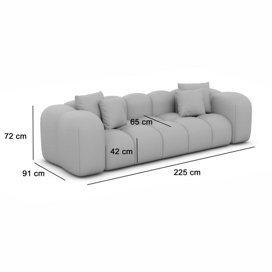 Canapé HOMIFAB Nuvola 3 places en velours crème