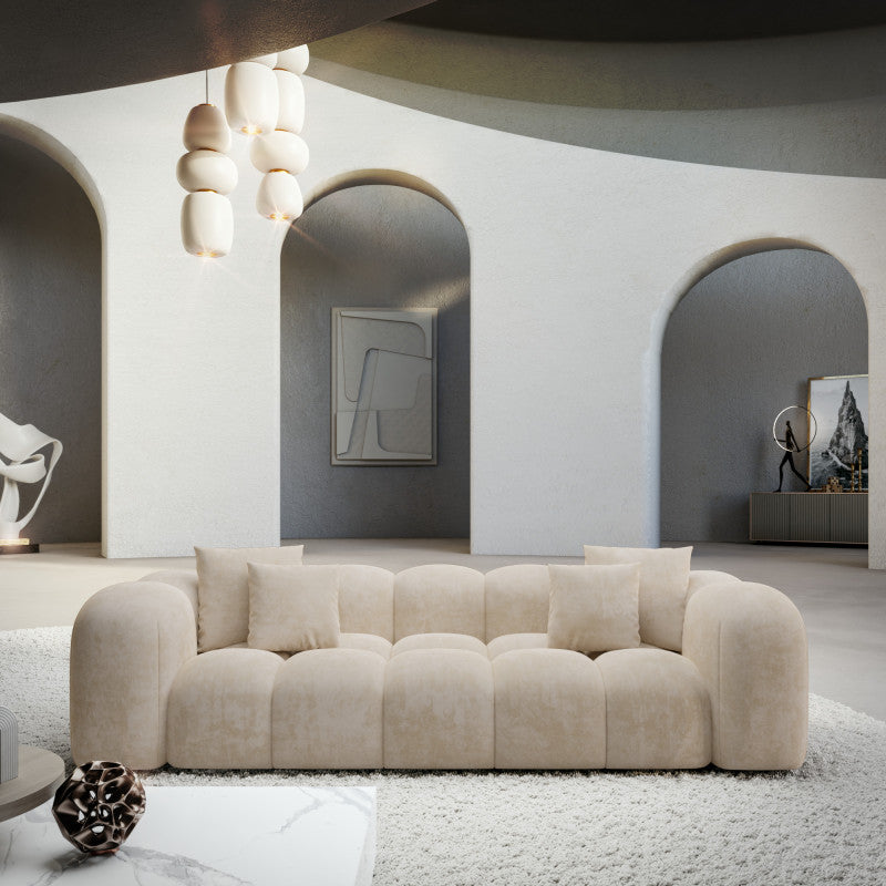 Canapé HOMIFAB Nuvola 3 places en velours crème