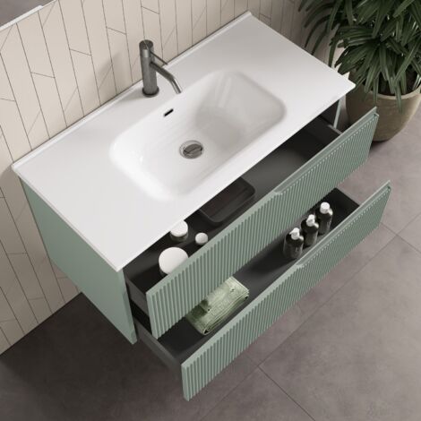 Meuble de salle de bain TABAGNO ZIP 4 pièces Vert sauge 120cm